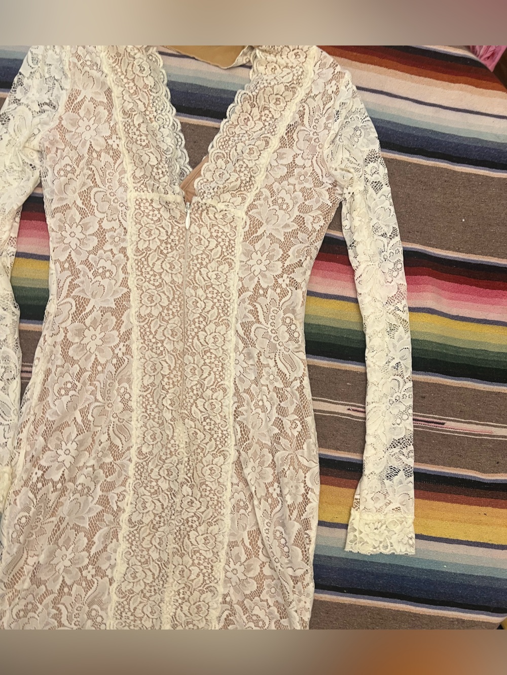 bebe Cream Lace Dress with Nude Lining - Picture 13 of 13